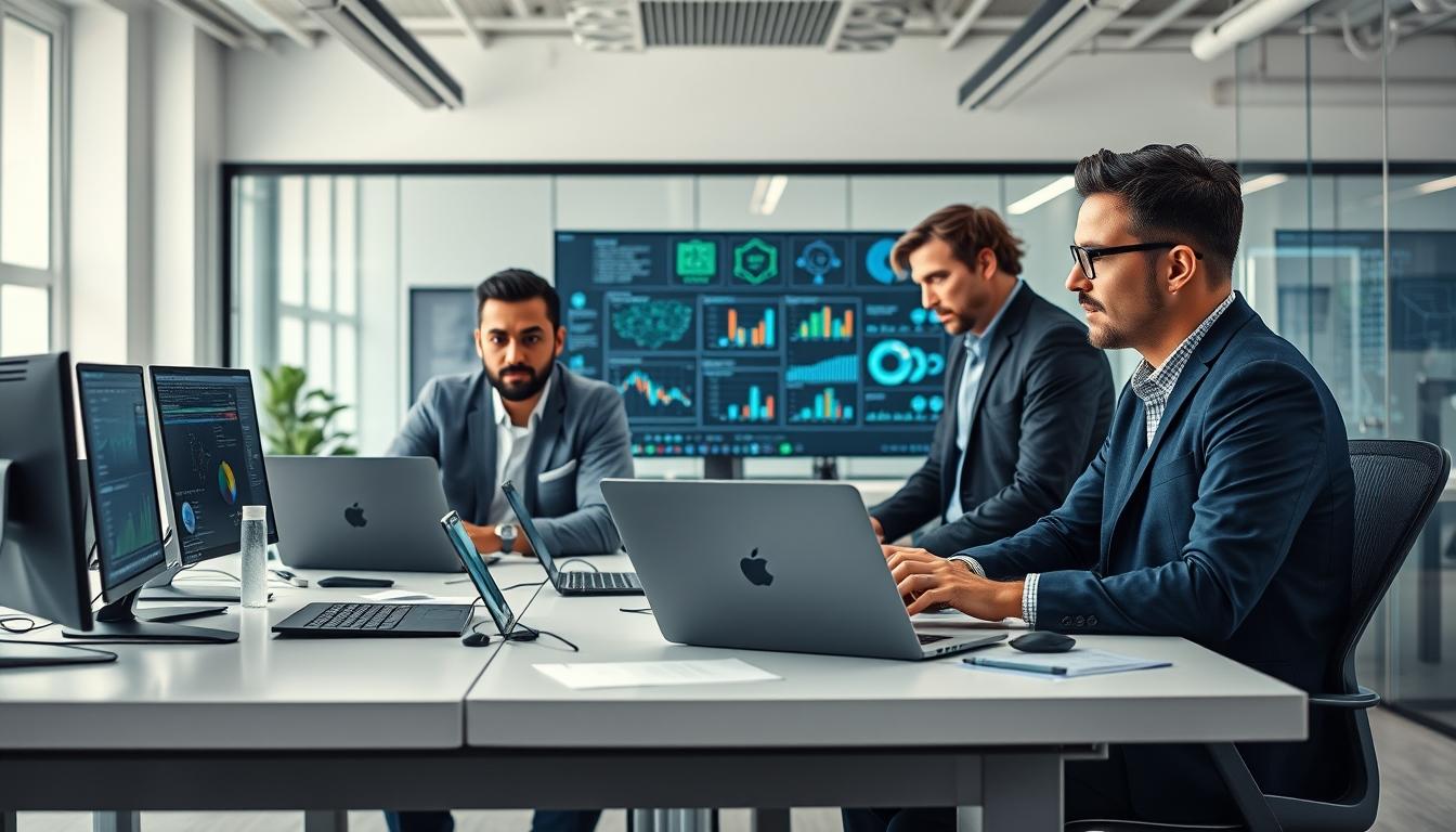 Business software development team collaboration